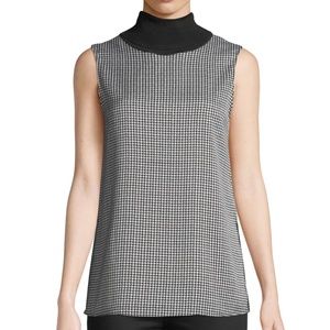 Club Monaco Houndstooth Turtleneck Sleeveless Top